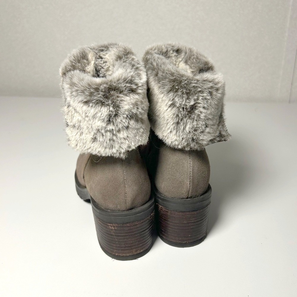 Vintage foundry women's Jeanette leather suede boots olive faux fur lined size 9 - Picture 3 of 10